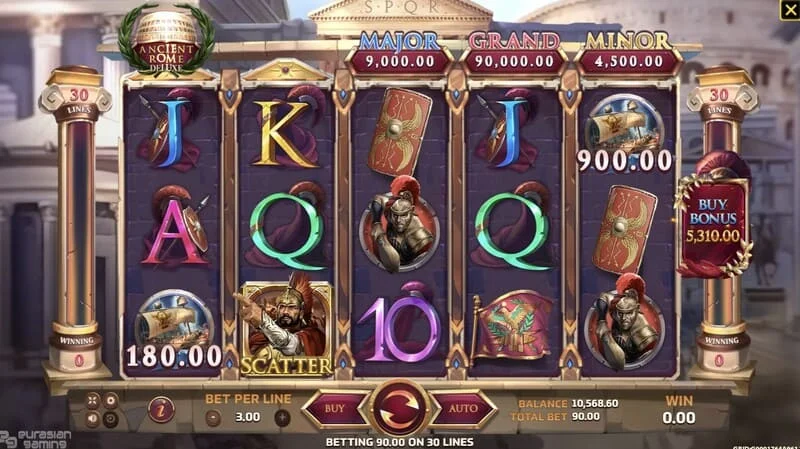 Ancient Rome Deluxe AI - ek ödülleri olan bonus ekranı